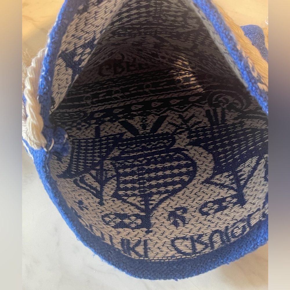Vintage Greece Epirouki Cruises Woven Mini Tote Bag Blue White Nautical - Picture 6 of 6